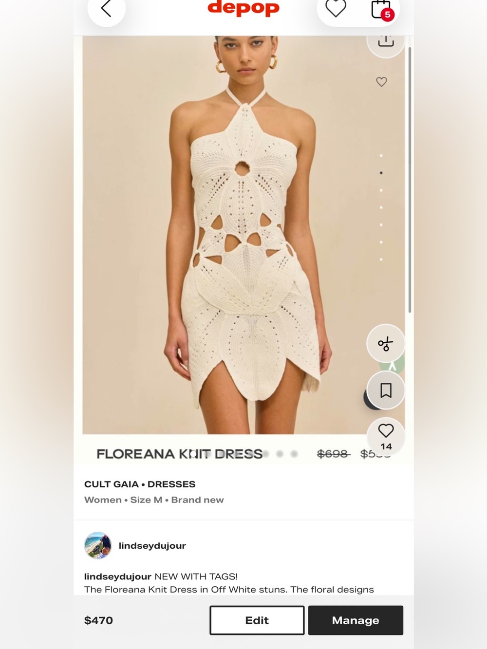 NWT! Cult Gaia Floreana Knit Dress Size M - Picture 2 of 13